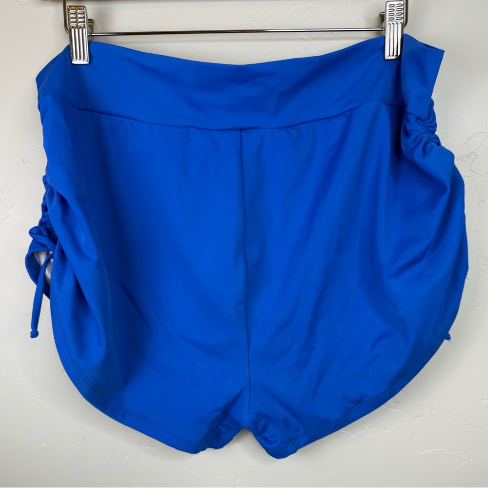 Swimsuits For All Adjustable Swim Shorts Side Ruched Swim Bottom Blue Size 18 - Picture 7 of 11